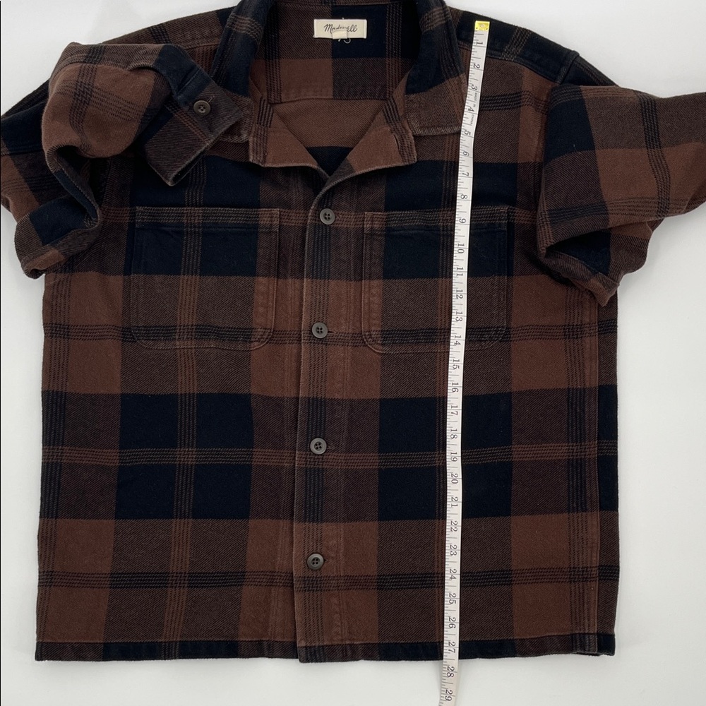Madewell Men's Lightweight Plaid Shirt Jacket in Brown and Black - Picture 9 of 10